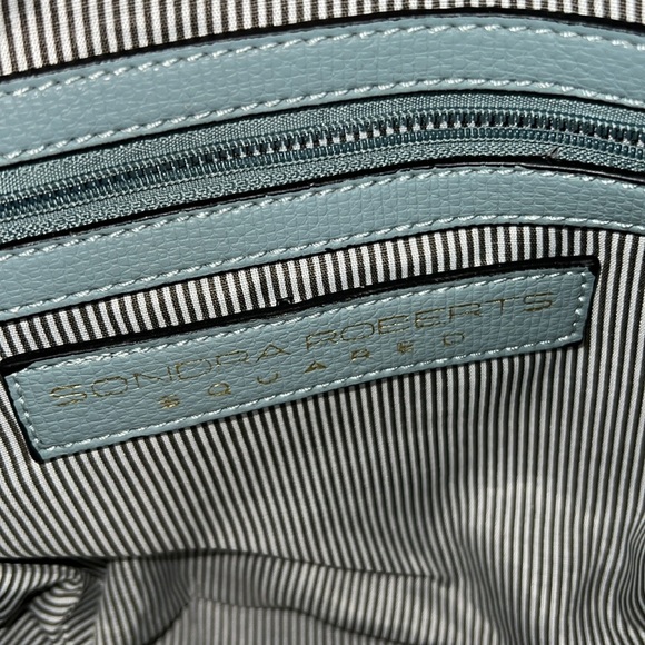 Sondra Roberts Stylish Western Stitched Fringe Saddle Blue Shoulder Bag - Picture 7 of 9